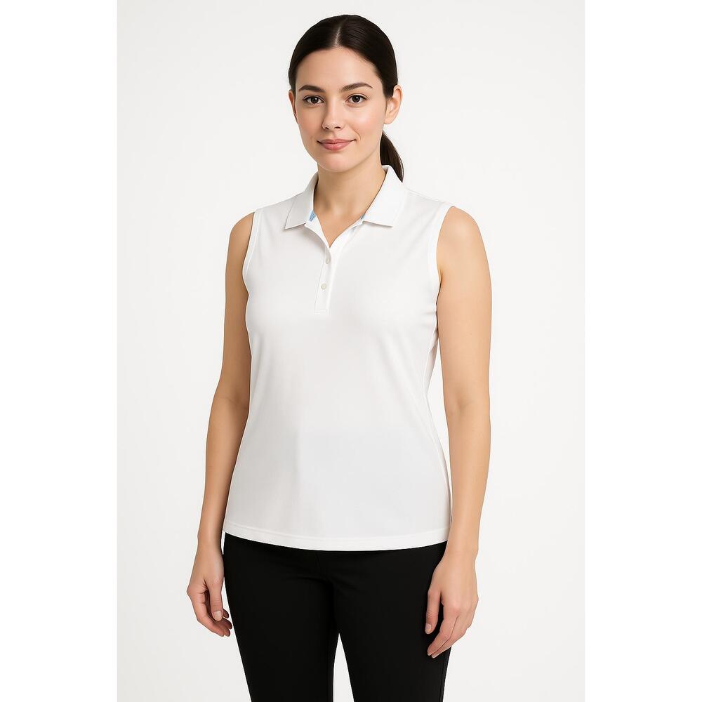 Clover By Bobby Jones Shirt Womens XL White‎ Sleeveless Polo Athleisure Golf